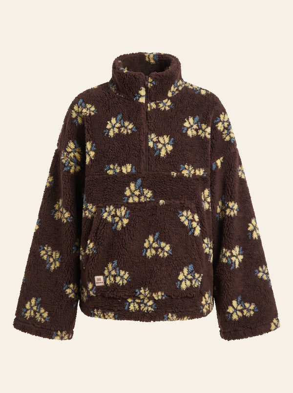 The Flora Sherpa Quarter-Zip in Mocha Brown