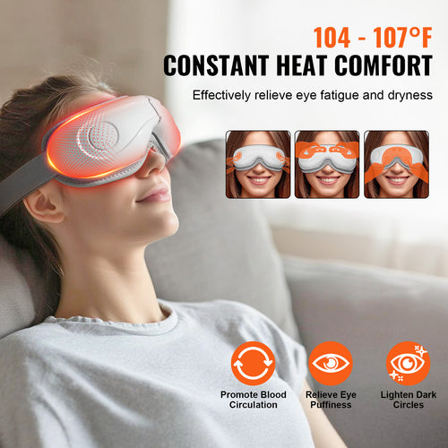 Visero Warm Eye Relax Massager — 5 Modes, Bluetooth Music