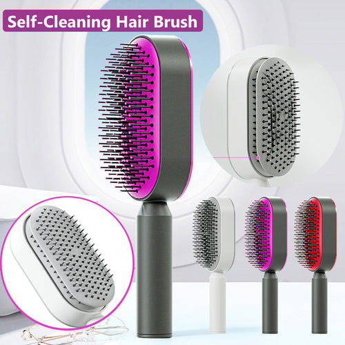Self-Cleaning Detangling Hair Brush — 3D Air Cushion Scalp Massage Comb, Anti-Static
